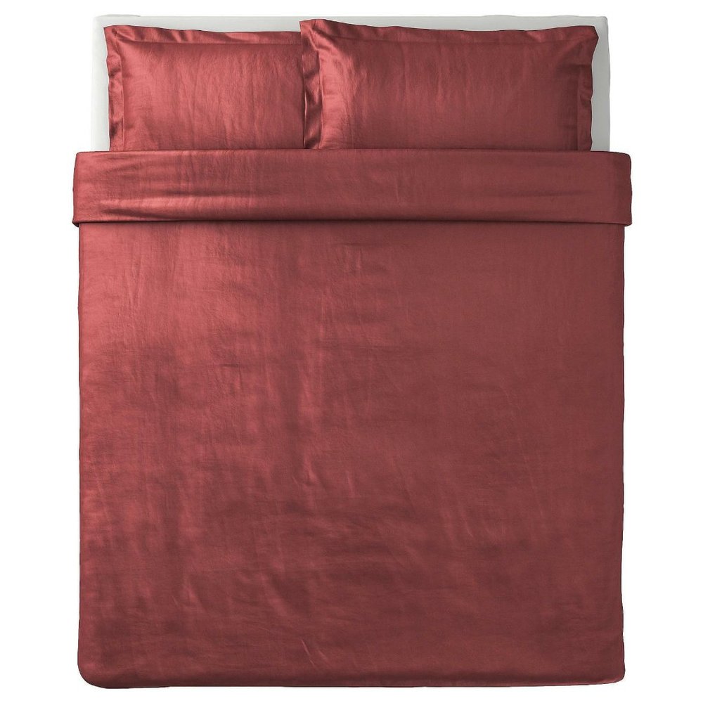 NEW - IKEA LUKTJASMIN Duvet Cover And Pillowcase(s) Red-brown King 804.802.13
